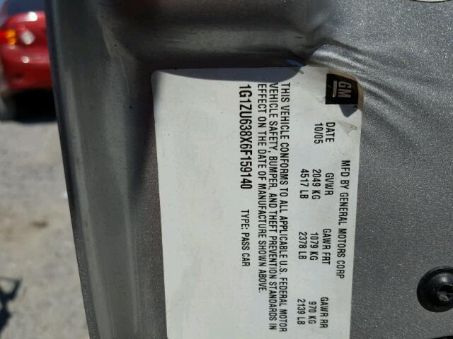 1G1ZU638X6F159140 - 2006 CHEVROLET MALIBU MAX 灰色 照片 10