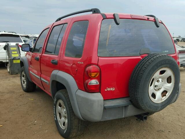 1J8GL48K72W207061 - 2002 JEEP LIBERTY SP RED photo 3