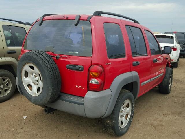 1J8GL48K72W207061 - 2002 JEEP LIBERTY SP RED photo 4