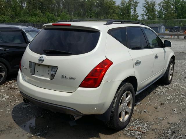 JN8AZ08W65W427629 - 2005 NISSAN MURANO SL WHITE photo 4