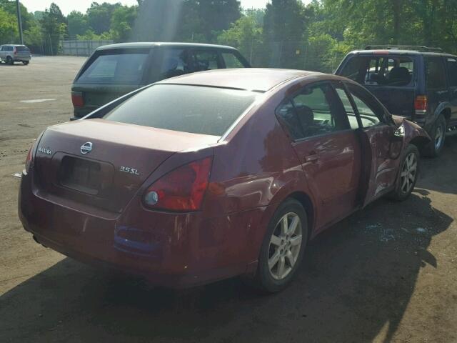 1N4BA41E14C800257 - 2004 NISSAN MAXIMA SE RED photo 4