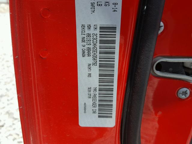 2C3CDXHG5EH350792 - 2014 DODGE CHARGER SX RED photo 10