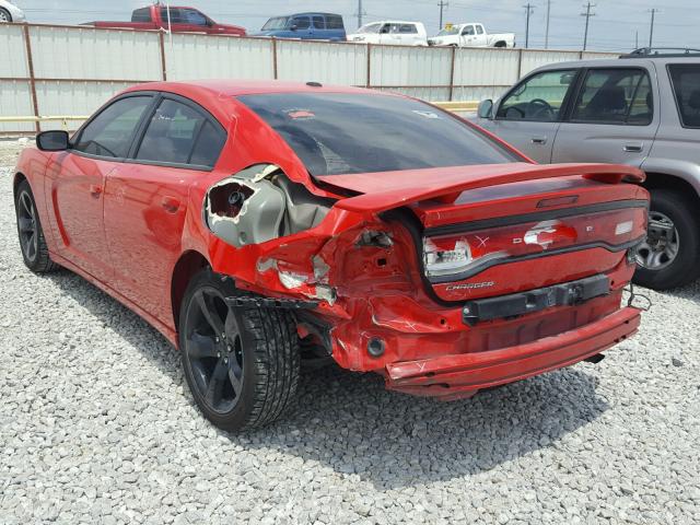 2C3CDXHG5EH350792 - 2014 DODGE CHARGER SX RED photo 3