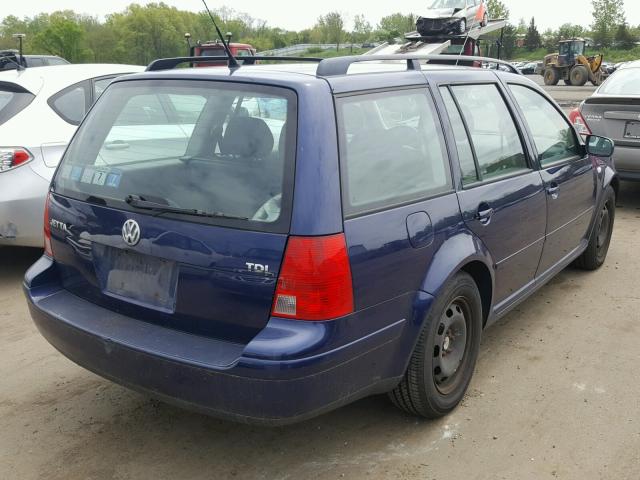 WVWRP61J73W580510 - 2003 VOLKSWAGEN JETTA GL T BLUE photo 4