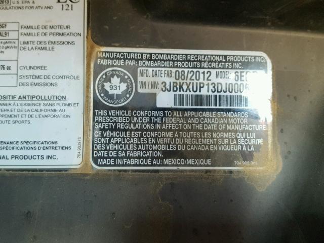 3JBKXUP13DJ000611 - 2013 CAN-AM COMMANDER BLACK photo 10