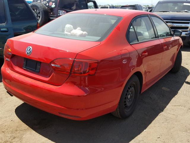 3VW2K7AJ0EM226172 - 2014 VOLKSWAGEN JETTA BASE 红色 照片 4