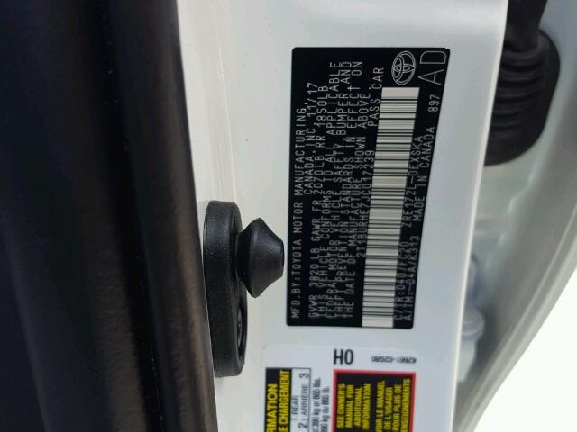 2T1BURHE7JC017239 - 2018 TOYOTA COROLLA L Ağ foto 10