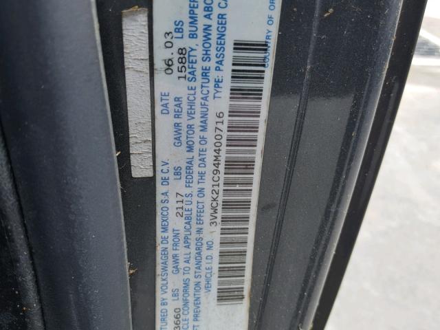 3VWCK21C94M400716 - 2004 VOLKSWAGEN NEW BEETLE 灰色 照片 10