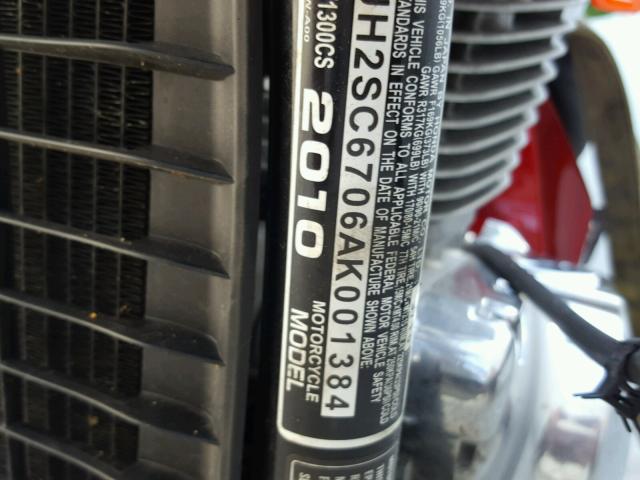 JH2SC6706AK001384 - 2010 HONDA VT1300 CS BURGUNDY photo 10