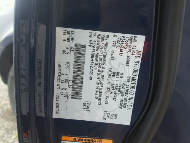 5LMEU88H54ZJ32149 - 2004 LINCOLN AVIATOR 蓝色 照片 10