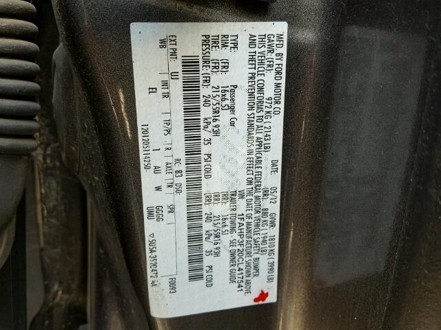 1FAHP3F20CL417541 - 2012 FORD FOCUS SE SILVER photo 10