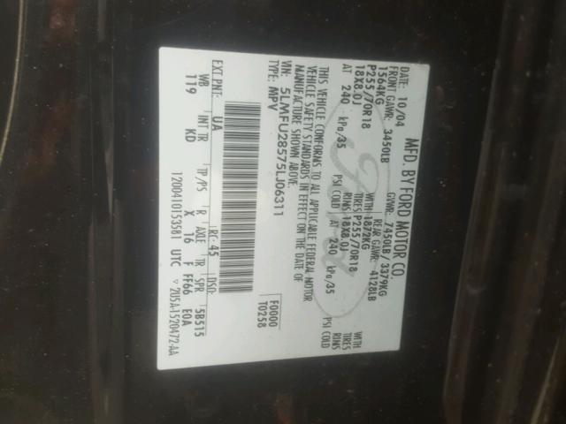 5LMFU28575LJ06311 - 2005 LINCOLN NAVIGATOR 黑色 照片 10