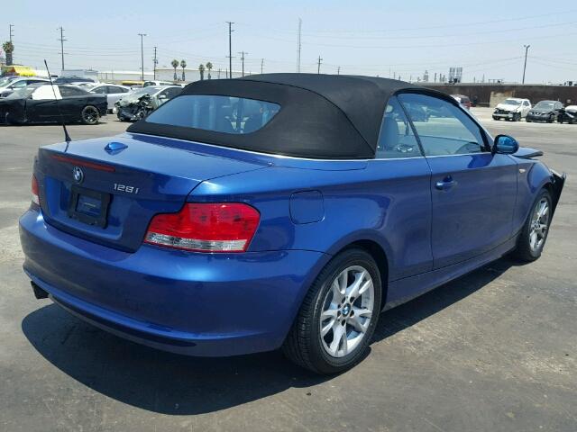 WBAUN13538VH79988 - 2008 BMW 128I BLUE photo 4