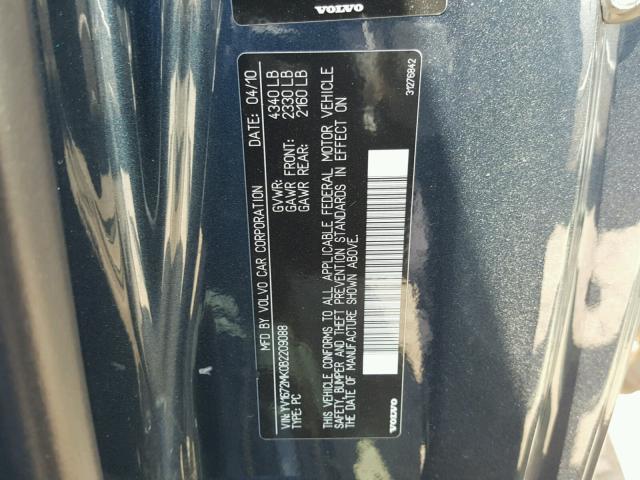 YV1672MK0B2209088 - 2011 VOLVO C30 T5 BLUE photo 10