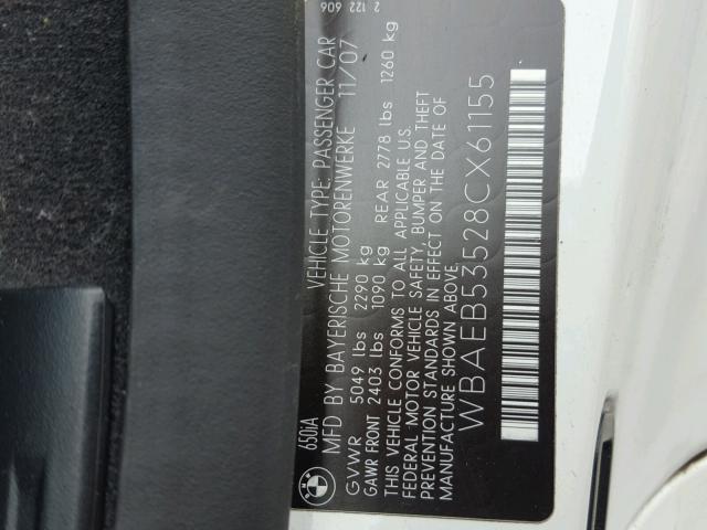 WBAEB53528CX61155 - 2008 BMW 650 I Ağ foto 10