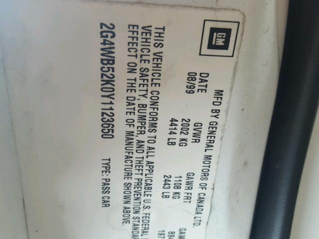 2G4WB52K0Y1123650 - 2000 BUICK REGAL LS 白色 照片 10