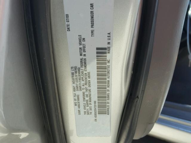 4S3BE625X47201990 - 2004 SUBARU LEGACY L S SILVER photo 10