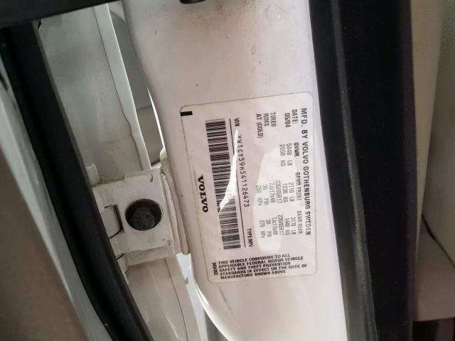 YV1CY59H541126473 - 2004 VOLVO XC90 WHITE photo 10