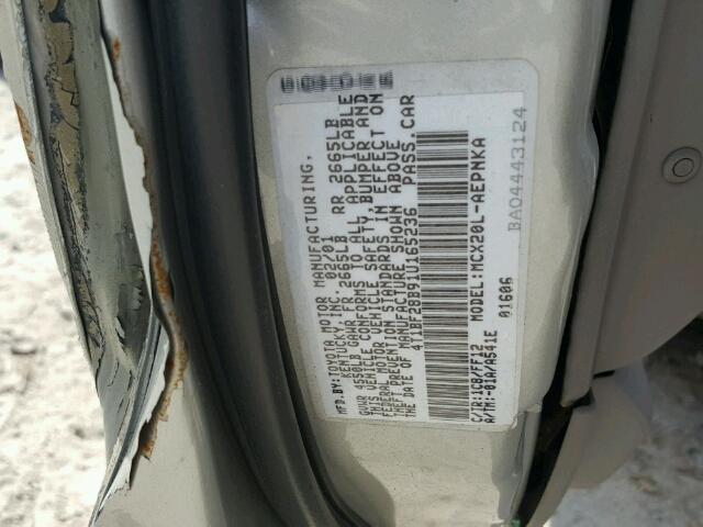 4T1BF28B91U165236 - 2001 TOYOTA AVALON SILVER photo 10