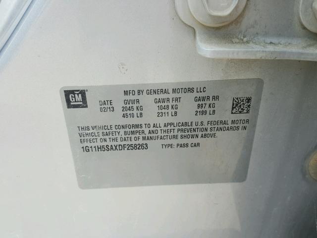 1G11H5SAXDF258263 - 2013 CHEVROLET MALIBU LTZ 银色 照片 10