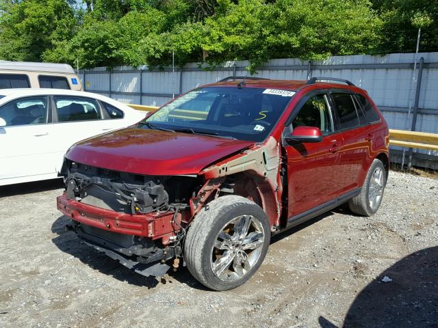 2FMDK4JC7DBB27971 - 2013 FORD EDGE SEL BURGUNDY photo 2