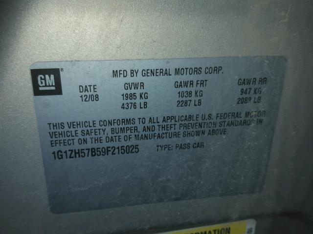 1G1ZH57B59F215025 - 2009 CHEVROLET MALIBU 1LT GOLD photo 10