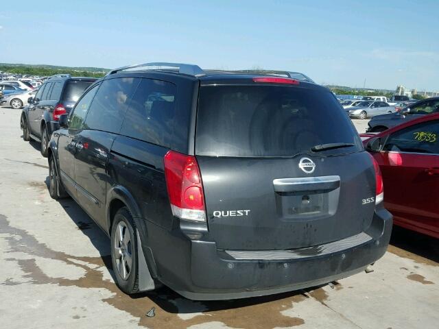 5N1BV28U87N103351 - 2007 NISSAN QUEST S BLACK photo 3