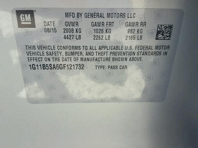 1G11B5SA6GF121732 - 2016 CHEVROLET MALIBU LIM 银色 照片 10