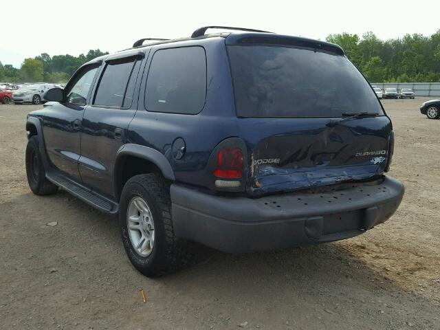 1D4HS38N23F626202 - 2003 DODGE DURANGO SP BLUE photo 3