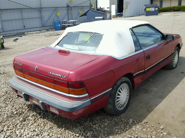 1C3XU5531PF516821 - 1993 CHRYSLER LEBARON LX RED photo 4