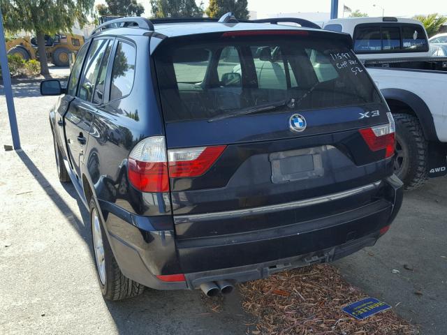 WBXPC93458WJ17447 - 2008 BMW X3 3.0SI BLACK photo 3