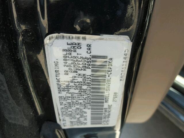 4T1BG22K51U108151 - 2001 TOYOTA CAMRY CE BLACK photo 10