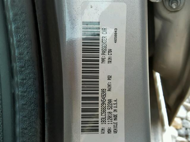 1B3LC56B29N549209 - 2009 DODGE AVENGER SX GRAY photo 10