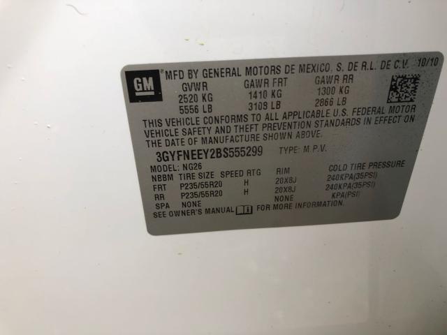 3GYFNEEY2BS555299 - 2011 CADILLAC SRX PERFOR 白色 照片 10