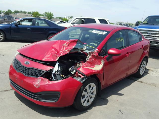 KNADM4A36C6086936 - 2012 KIA RIO LX RED photo 2