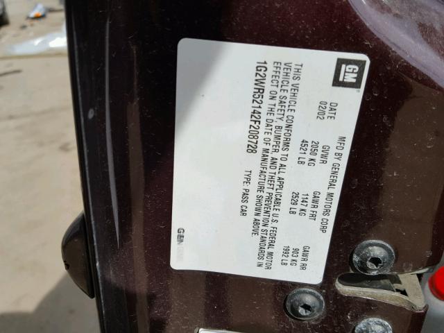 1G2WR52142F208728 - 2002 PONTIAC GRAND PRIX Tünd qırmızı foto 10