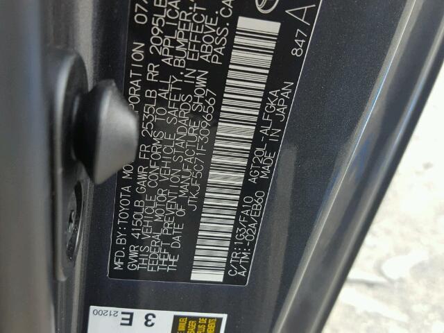 JTKJF5C71F3096567 - 2015 TOYOTA SCION TC 灰色 照片 10