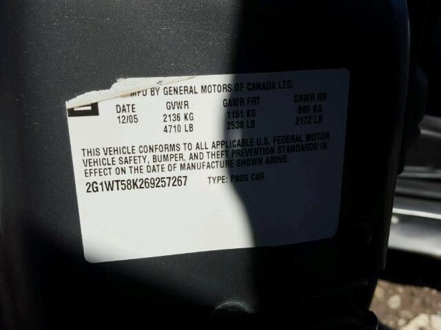 2G1WT58K269257267 - 2006 CHEVROLET IMPALA 灰色 照片 10