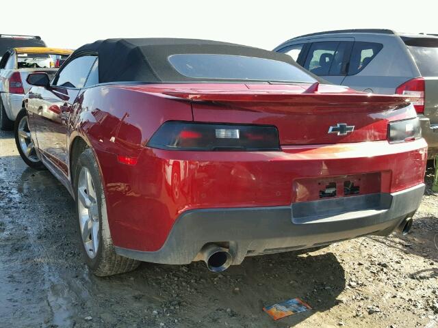 2G1FB3D36E9288641 - 2014 CHEVROLET CAMARO LT RED photo 3