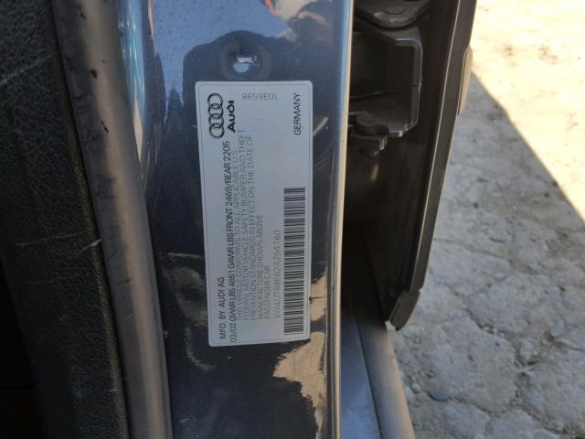 WAUJT68E62A254160 - 2002 AUDI A4 3.0 GRAY photo 10