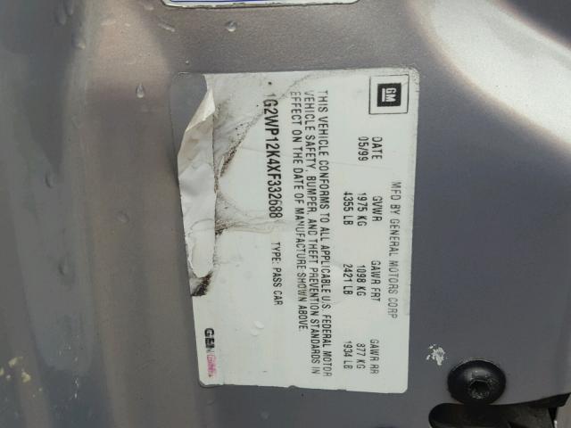 1G2WP12K4XF332688 - 1999 PONTIAC GRAND PRIX ვერცხლისფერი ფოტო 10