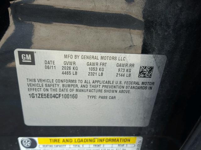 1G1ZE5E04CF100160 - 2012 CHEVROLET MALIBU LTZ BLACK photo 10