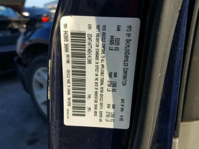 2D4FV47T46H141308 - 2006 DODGE MAGNUM SE BLUE photo 10