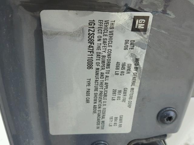 1G1ZS58F47F110086 - 2007 CHEVROLET MALIBU LS ლურჯი ფოტო 10