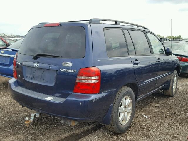 JTEGF21A820028899 - 2002 TOYOTA HIGHLANDER BLUE photo 4