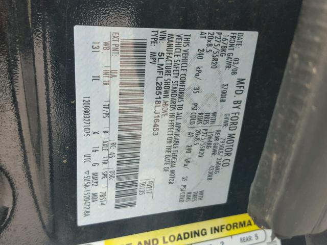 5LMFL28518LJ16453 - 2008 LINCOLN NAVIGATOR BLACK photo 10