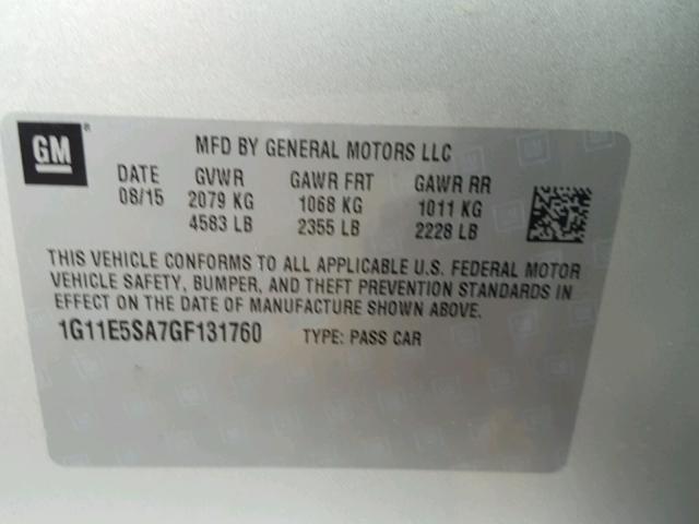 1G11E5SA7GF131760 - 2016 CHEVROLET MALIBU LIM 银色 照片 10