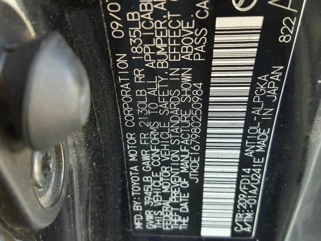 JTKDE167980250984 - 2008 TOYOTA SCION TC 黑色 照片 10