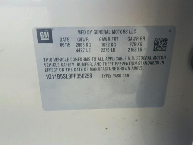 1G11B5SL9FF350258 - 2015 CHEVROLET MALIBU LS 棕色 照片 10