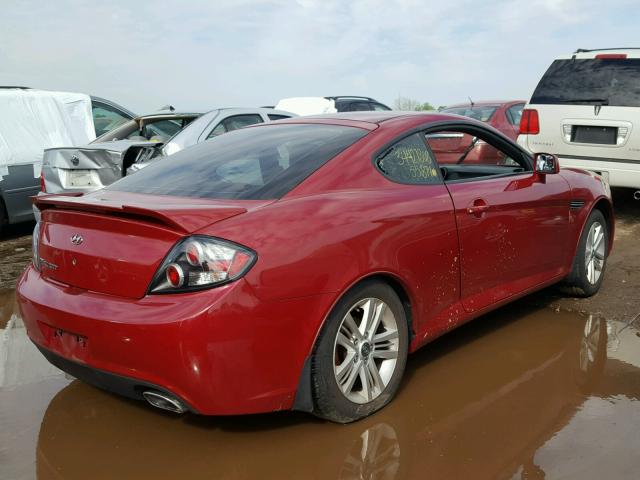 KMHHM66D18U280788 - 2008 HYUNDAI TIBURON GS RED photo 4